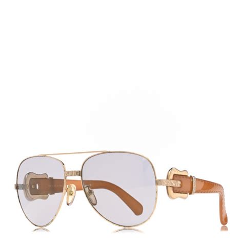 FENDI Buckle Aviator Sunglasses FS411 Gold 